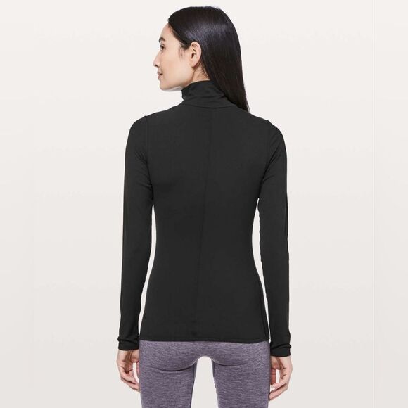 NWOT Lululemon Ethereal Mock Neck Black Long Sleeve Tee Size 8 Medium - Picture 2 of 7